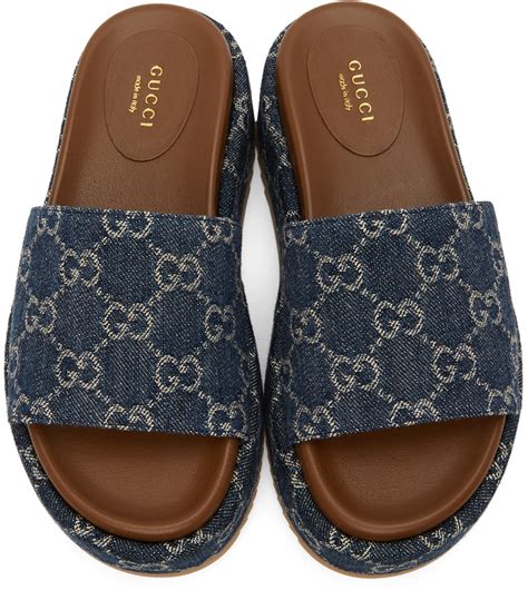 gucci slippers platform|gucci denim platform slides.